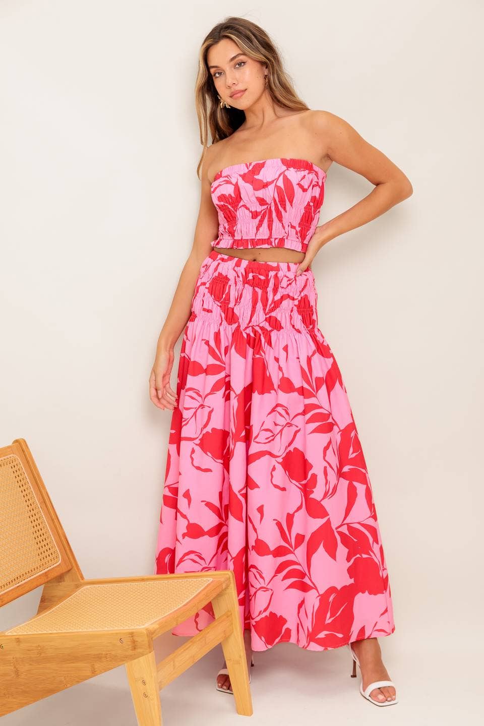 Hibiscus Smocked Midi Skirt