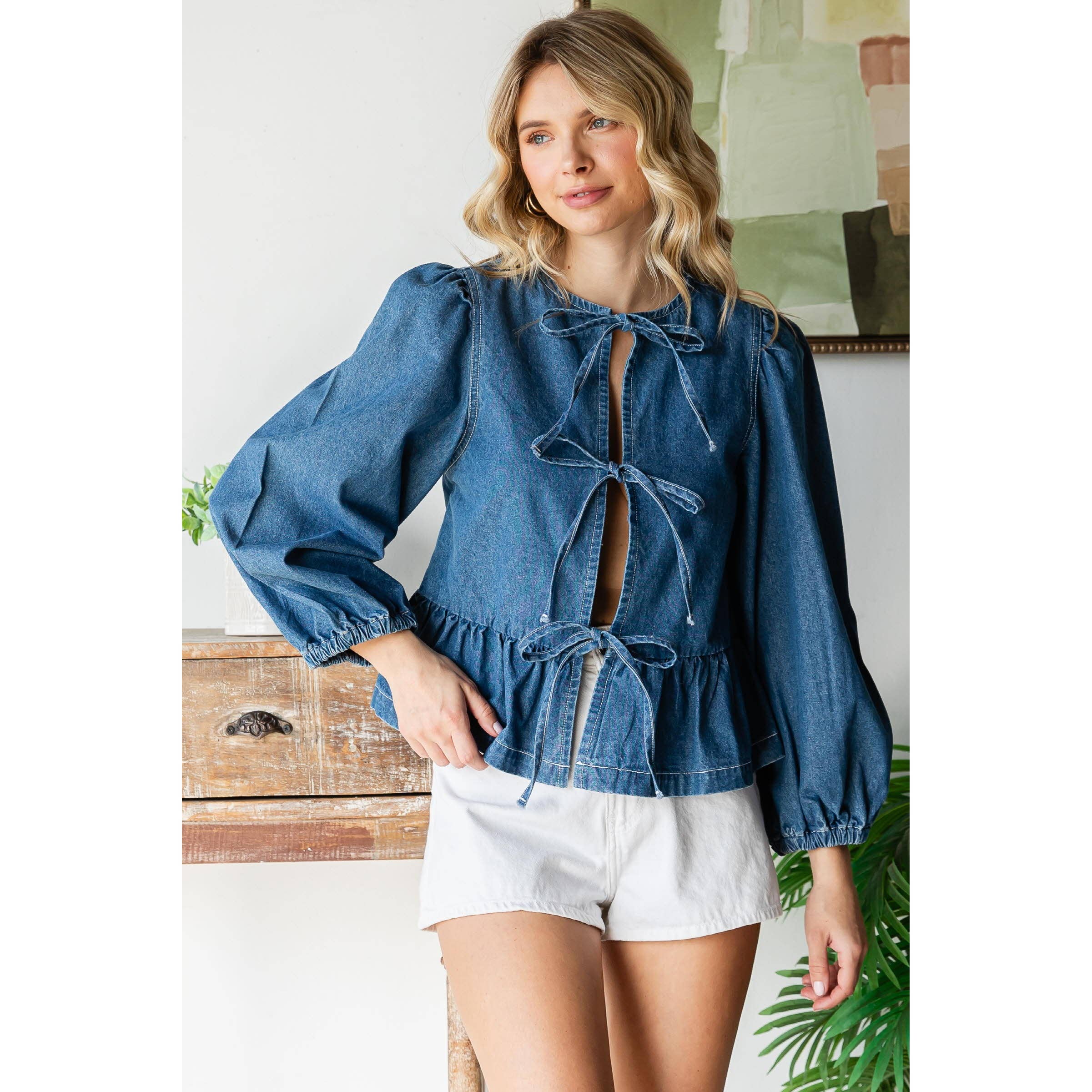 Kacey Tie-Up Denim Top