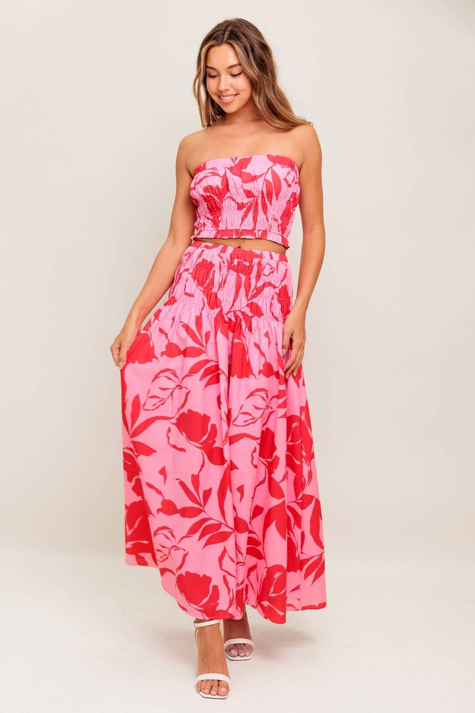 Hibiscus Smocked Midi Skirt