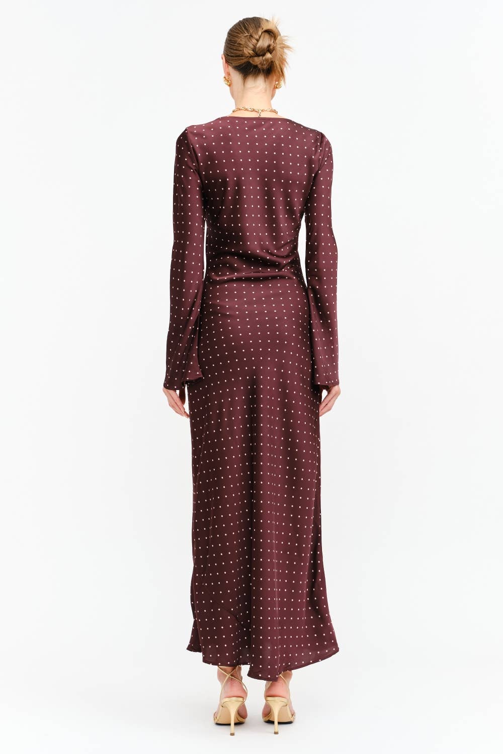 Georgie Maxi Dress (Burgundy Dot)