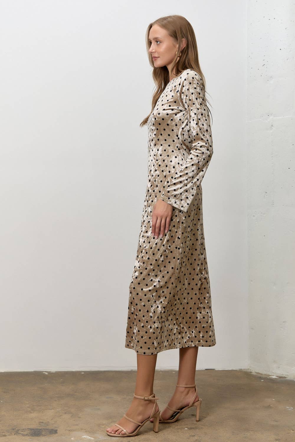 Champagne Boatneck Midi Dress