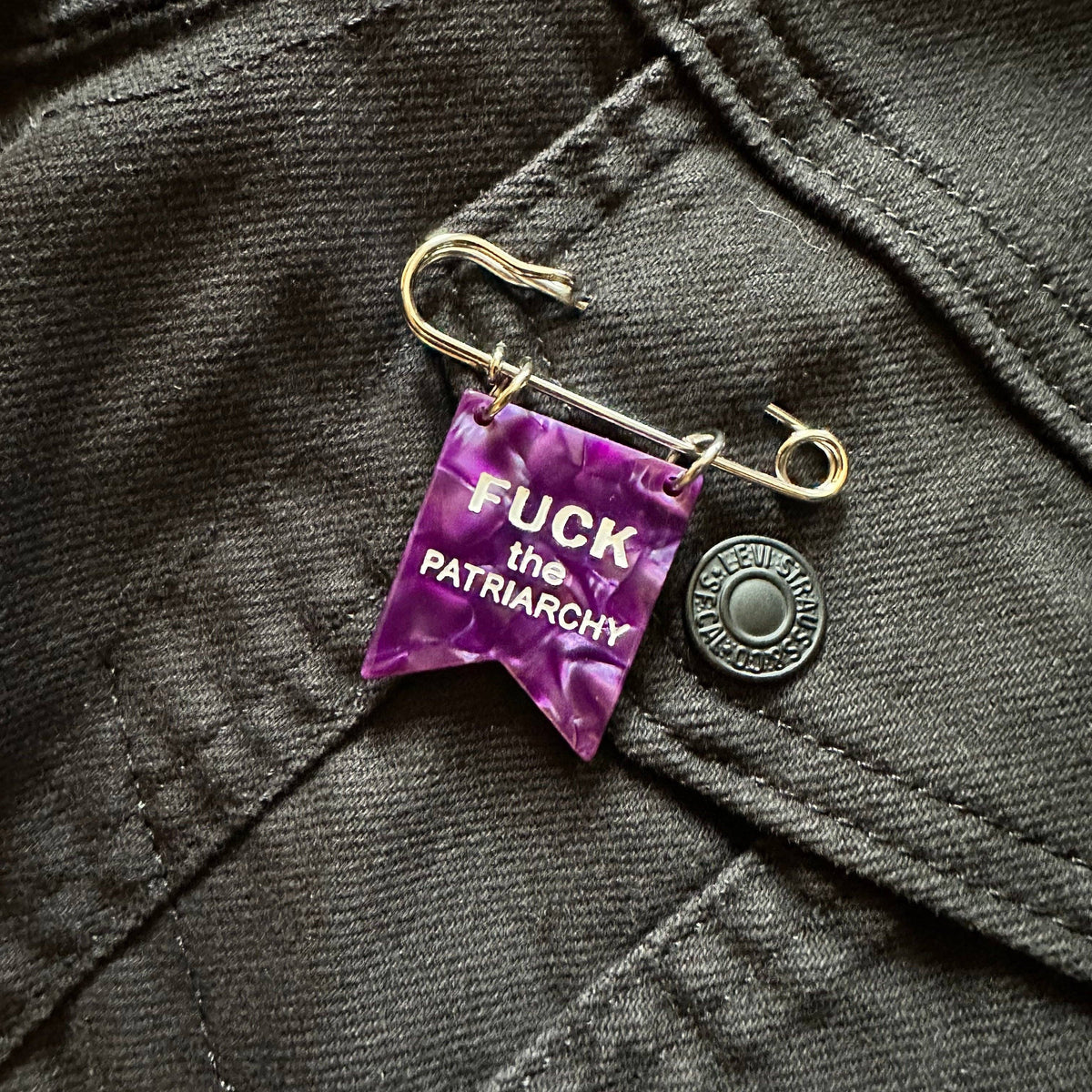 F*ck the Patriarchy Ribbon Safety Pin