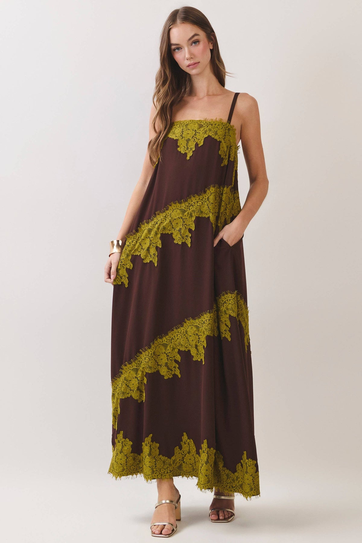 Kiwi Lace Contrast Maxi Dress