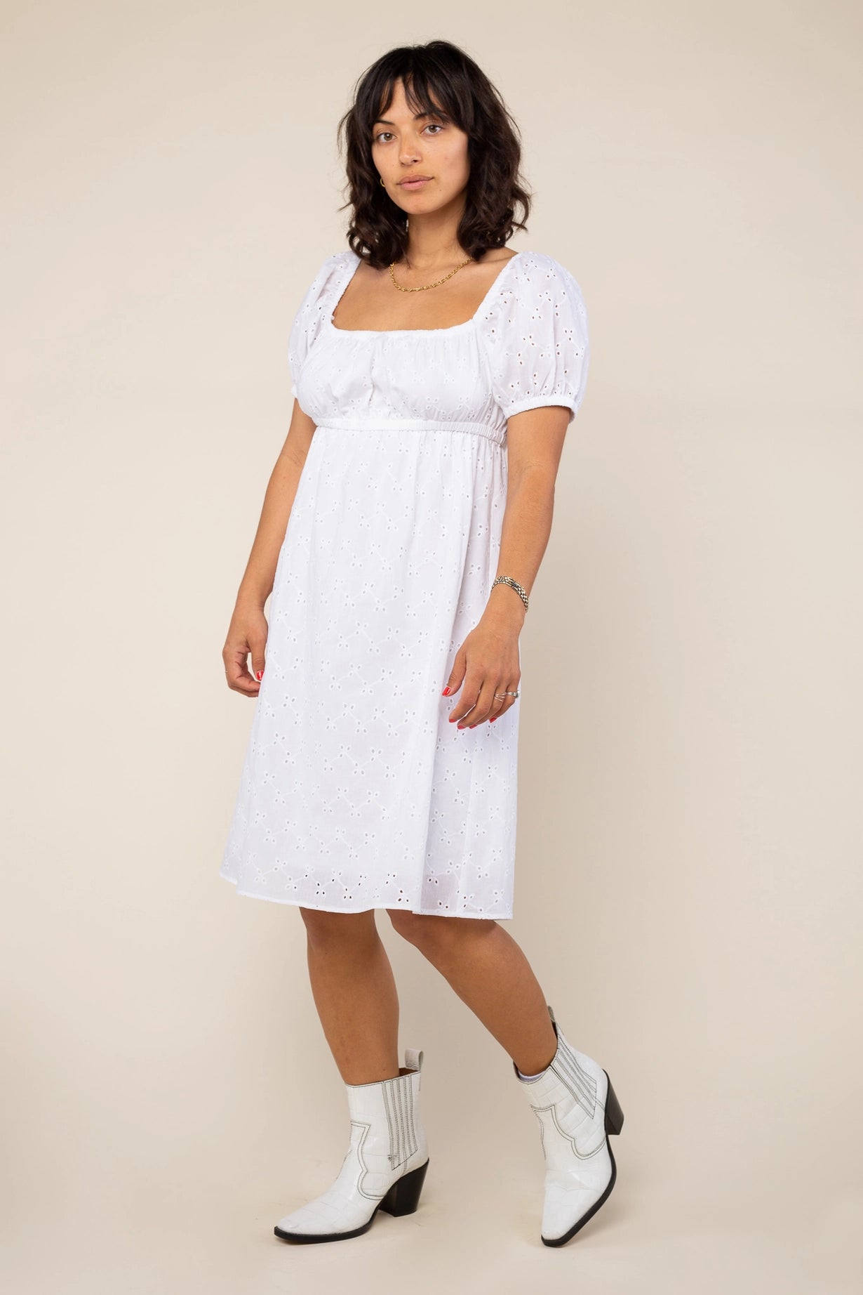 Cotton Poplin Eyelet Dress
