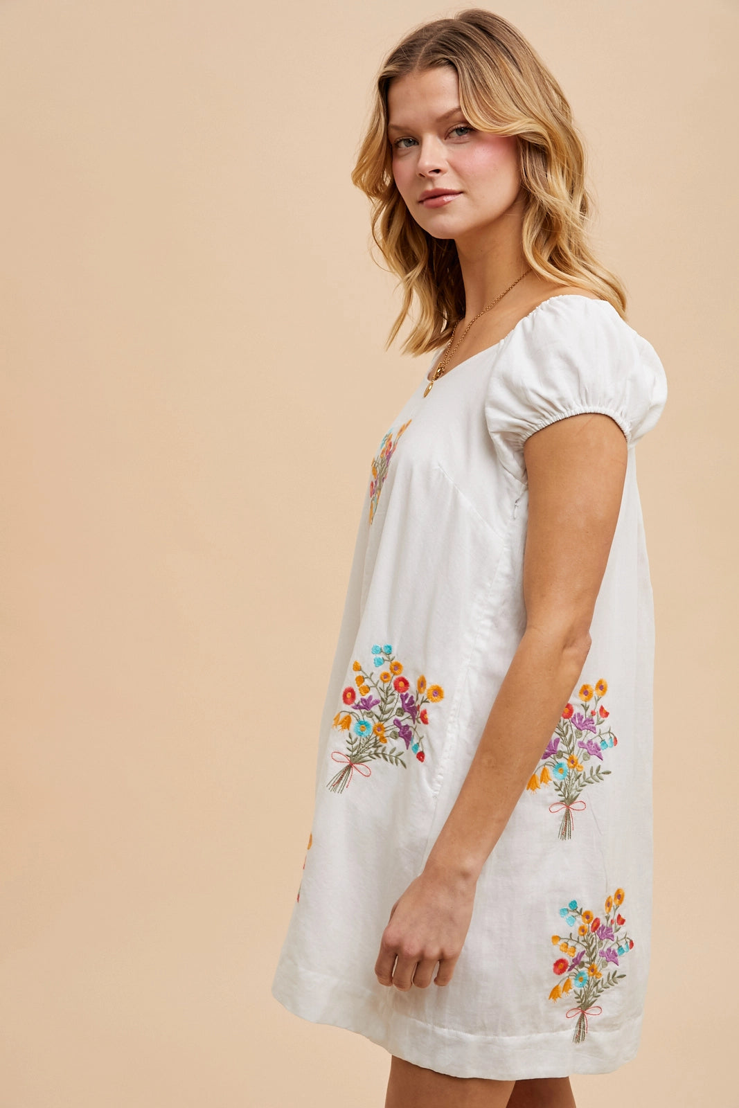 Bouquet Cotton Minidress (White)