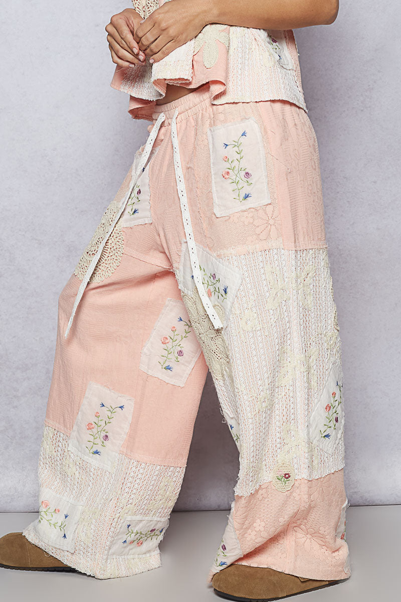 Baby Pink Patchwork Pants