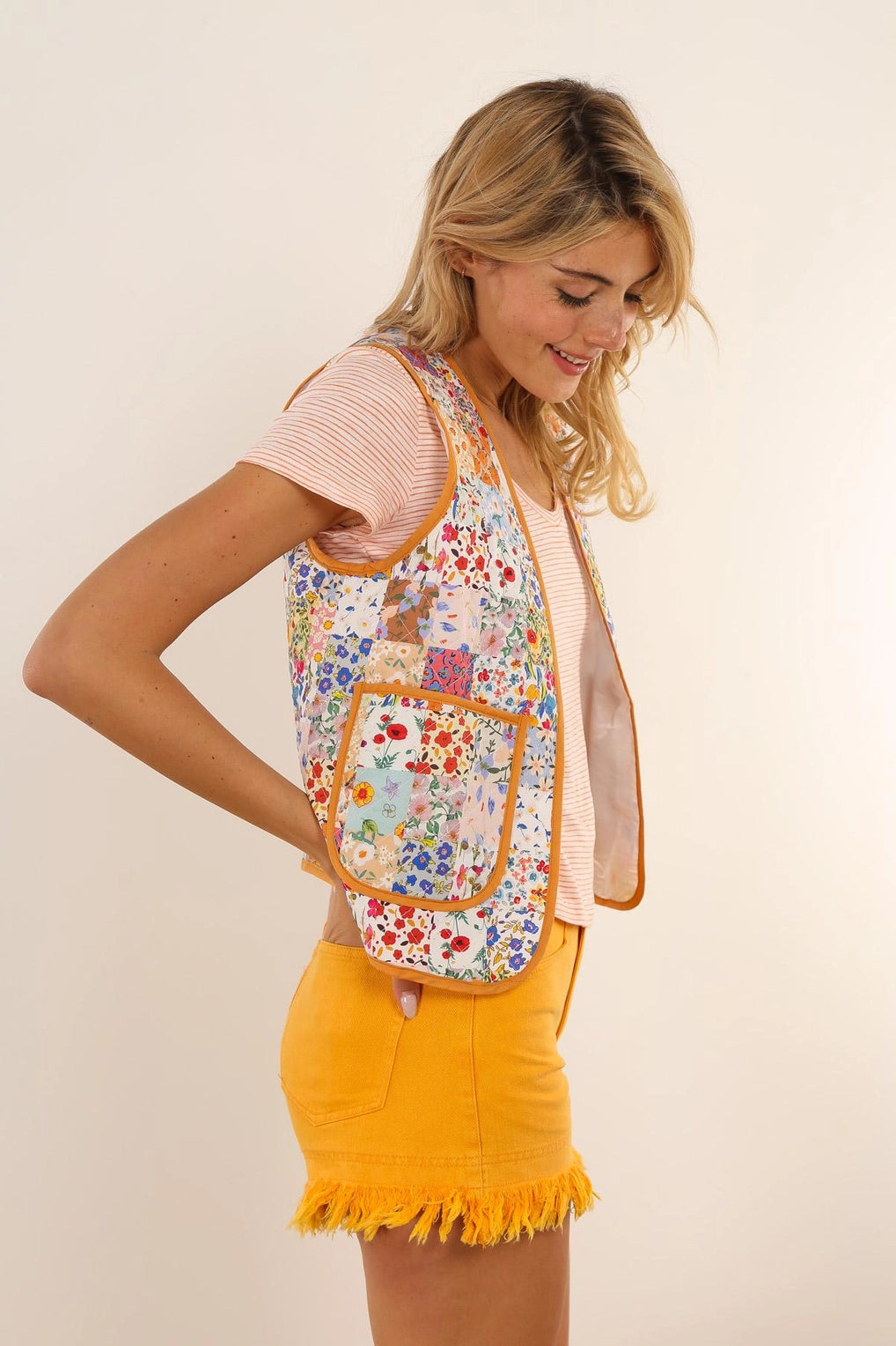 Quilted Floral Vest