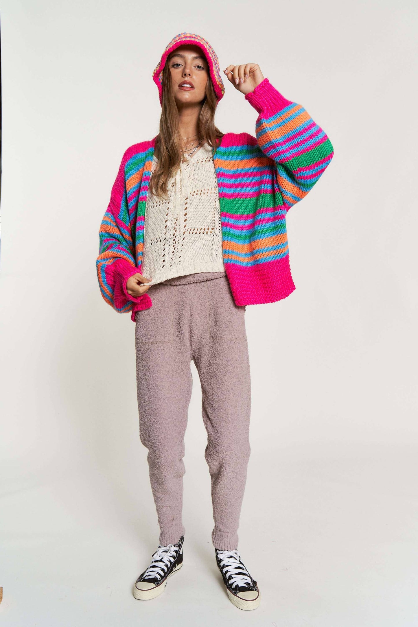 Striped Chunky Knit Cardi