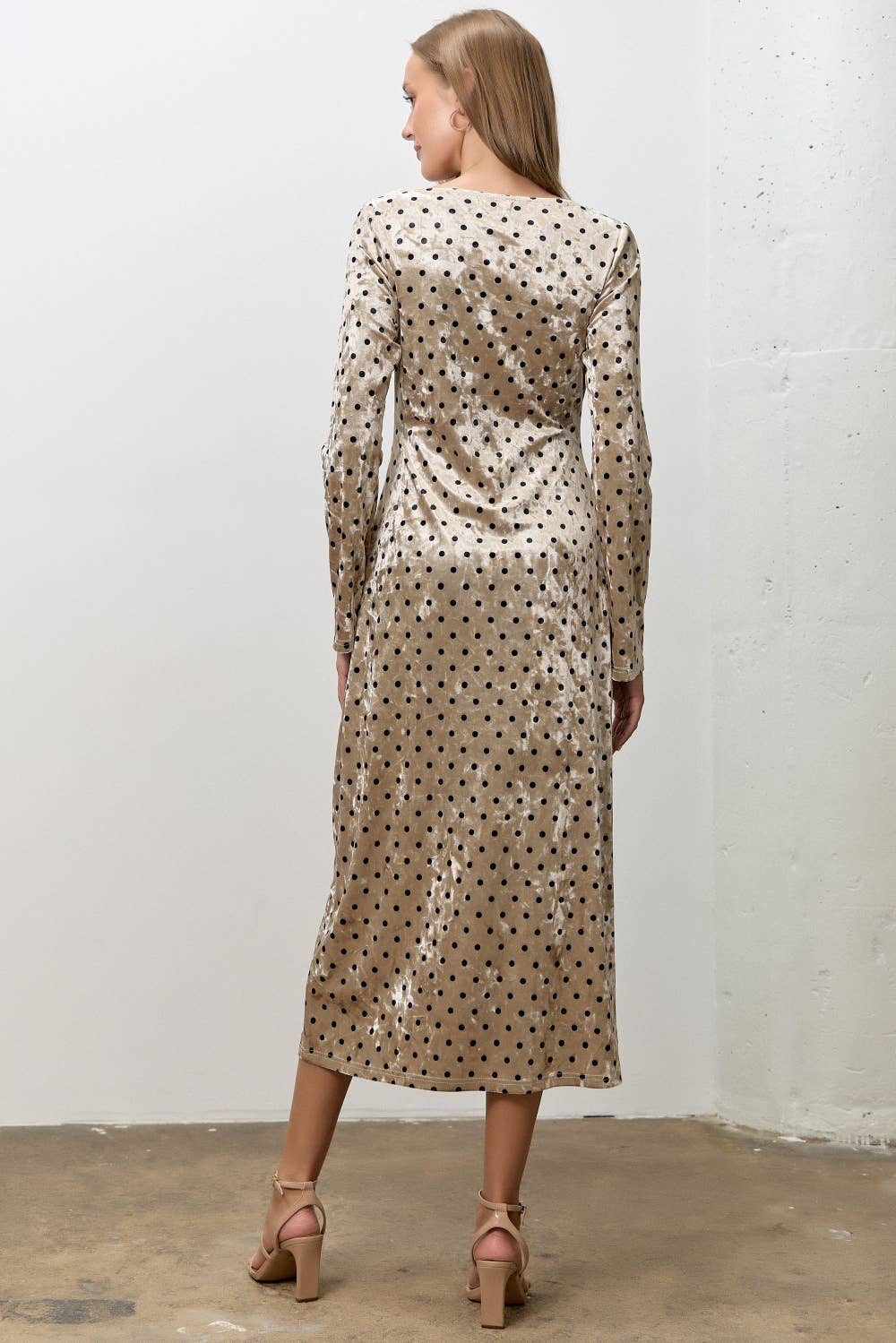 Champagne Boatneck Midi Dress