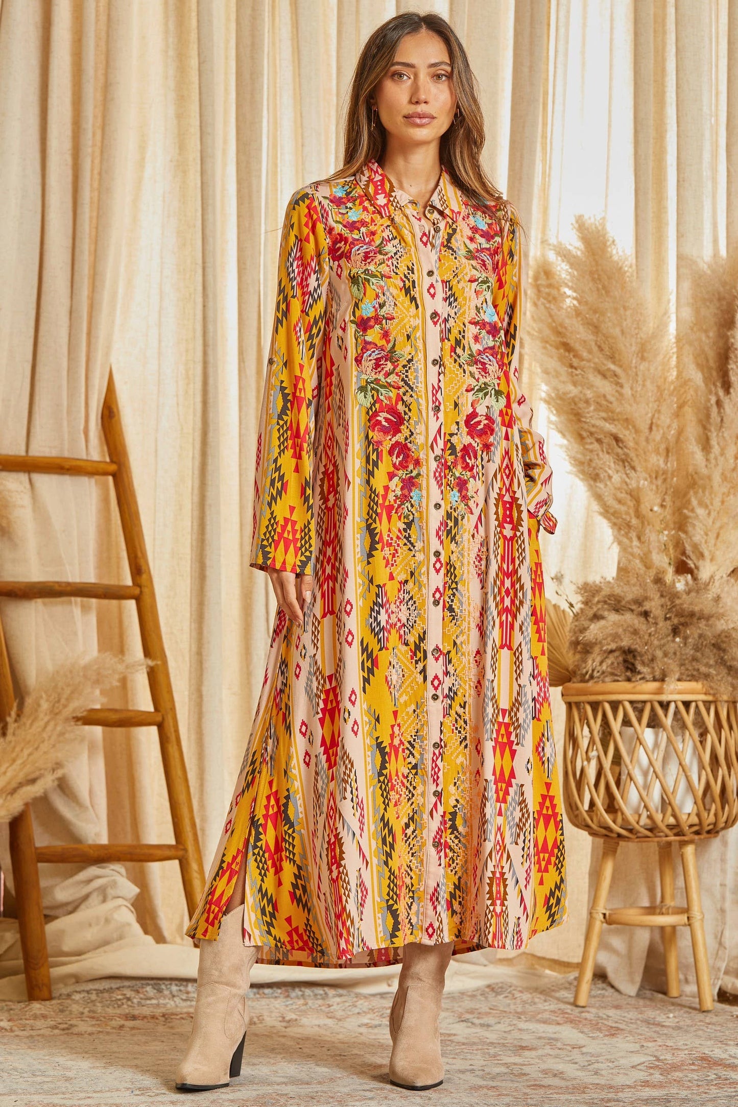 Waylon Button-Down Duster Dress
