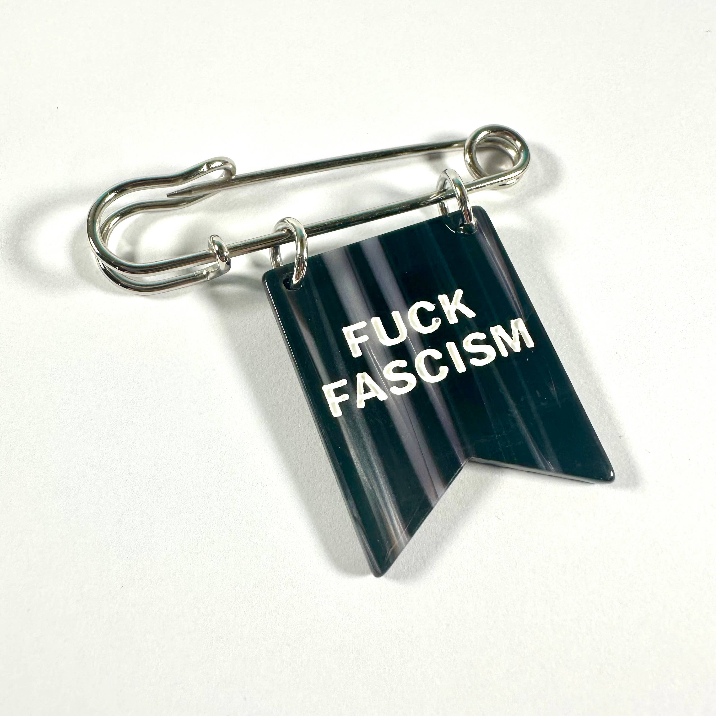 F*ck F*scism Banner Ribbon Safety Pin