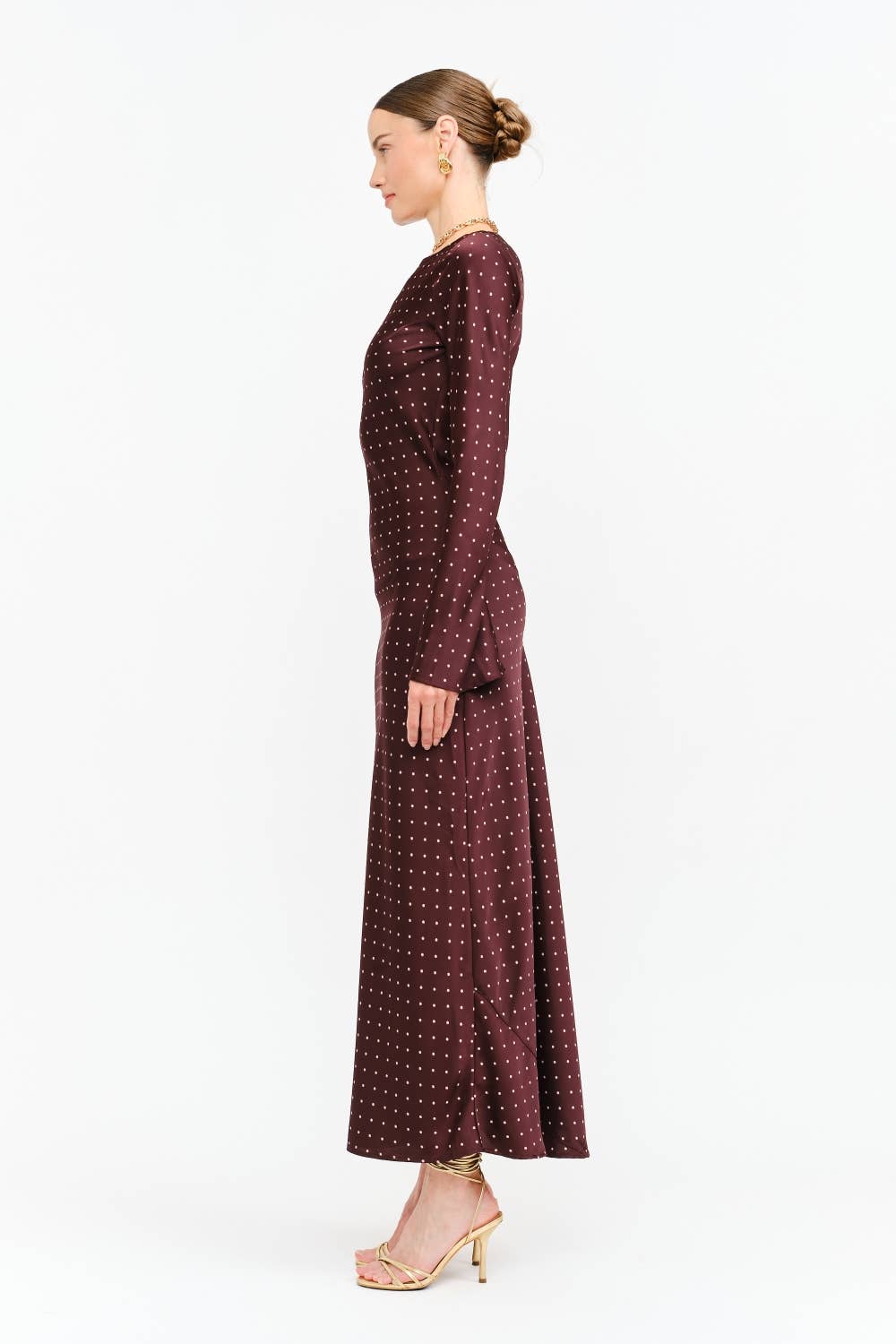 Georgie Maxi Dress (Burgundy Dot)