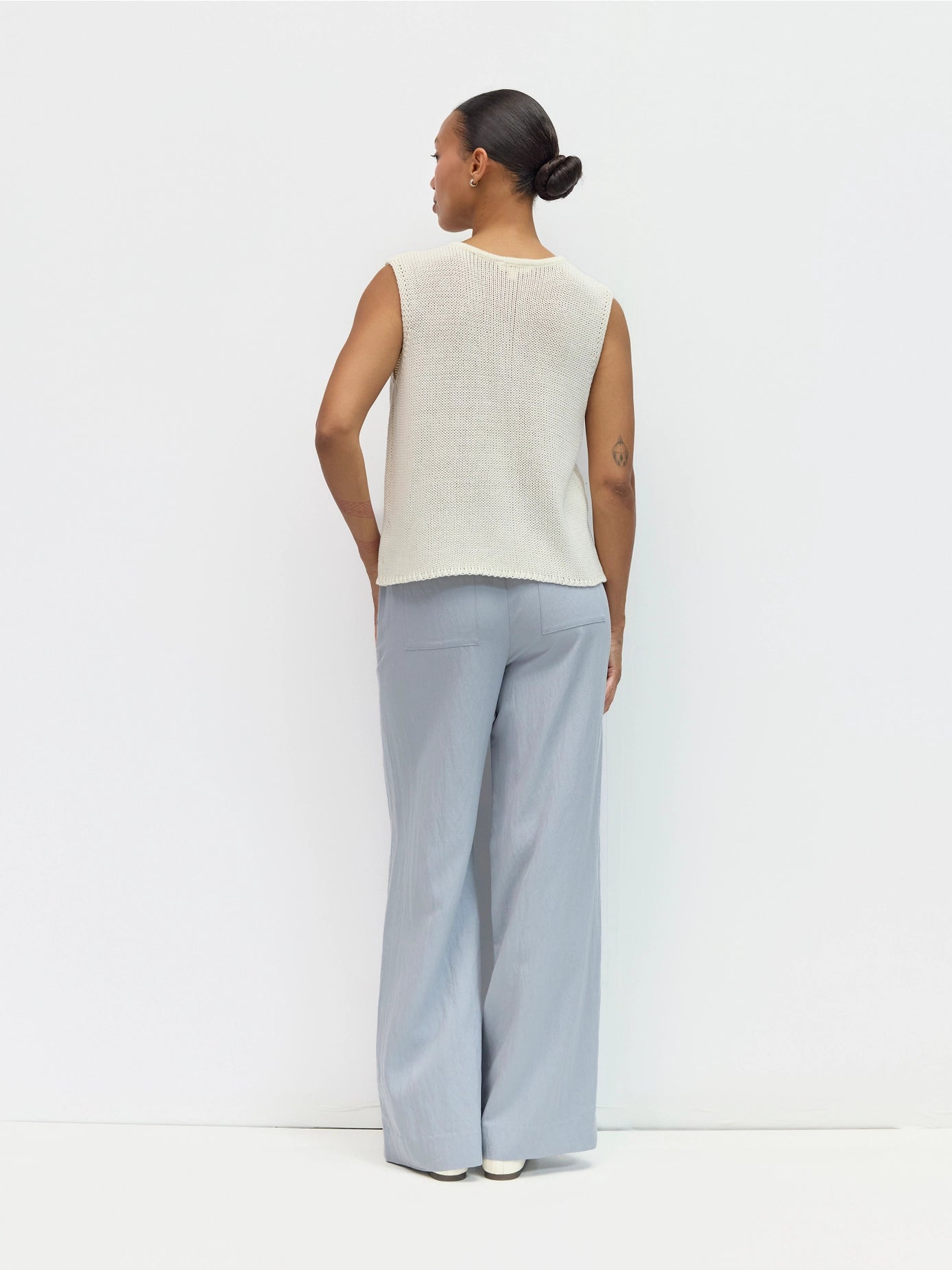 The Molly Top, Ivory (Keyhole Sleeveless Knit Top) | All Row