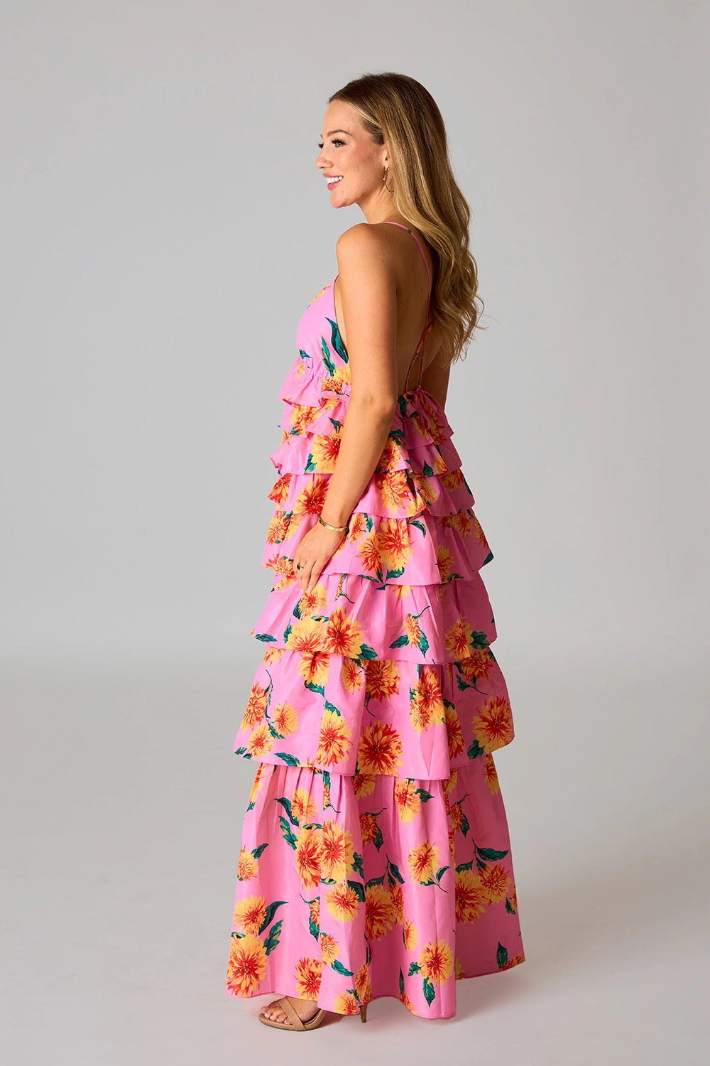 Petal Pink Sunflower Maxi Dress