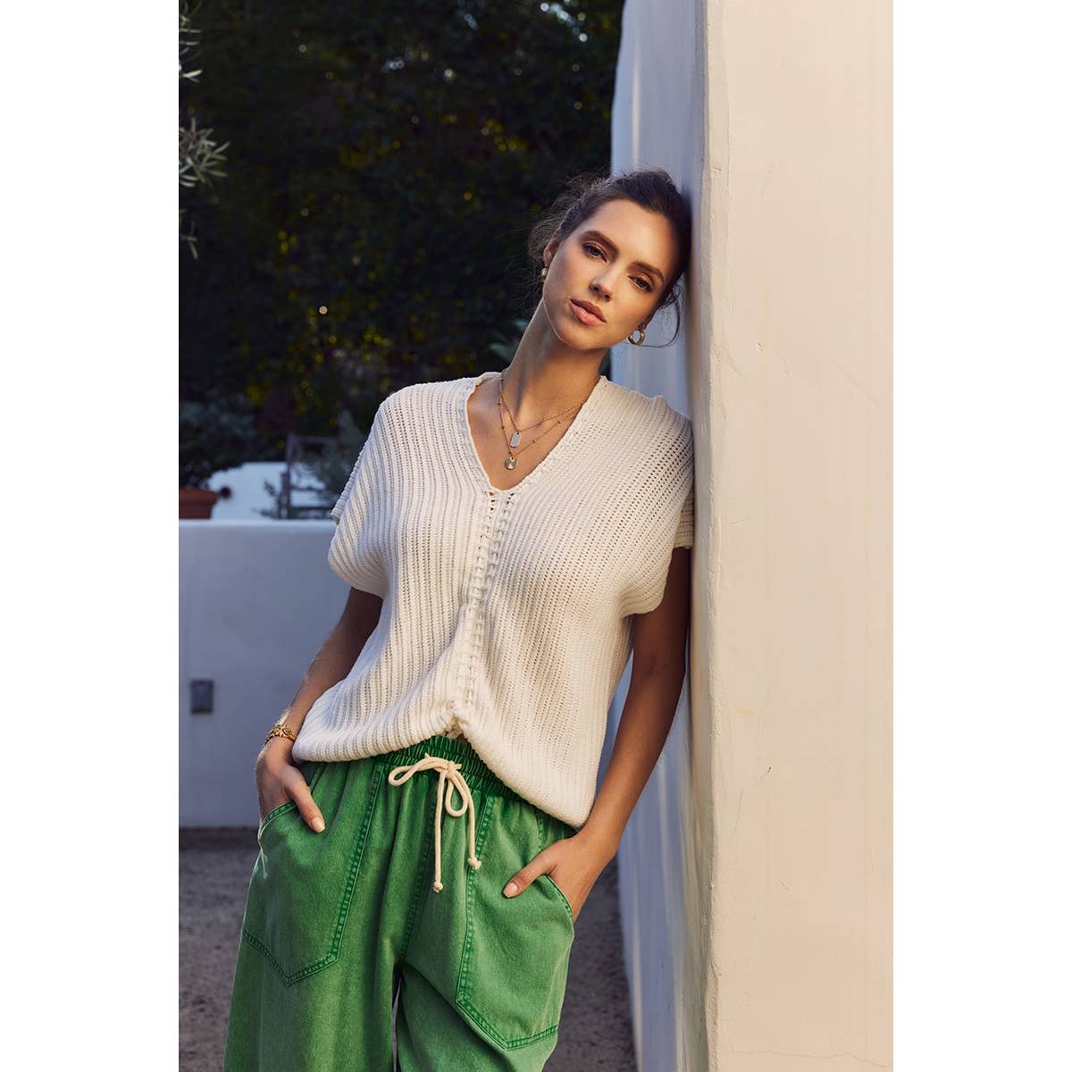 Kelly Green Mineral-Washed Pants