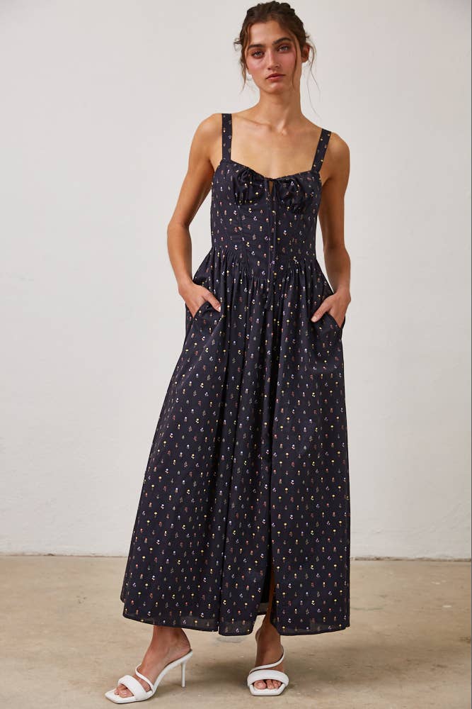 Wild Floral Poplin Maxi Dress