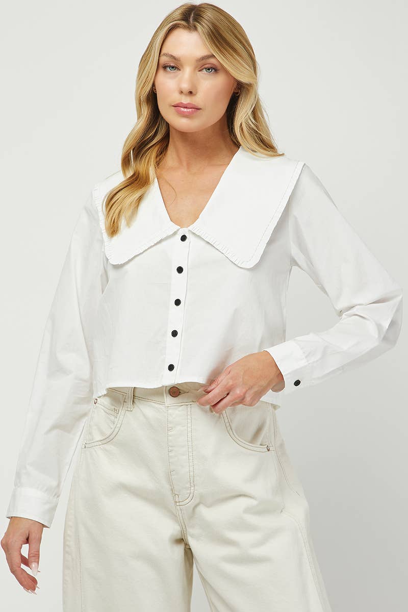 Oversized Collar Button-Down