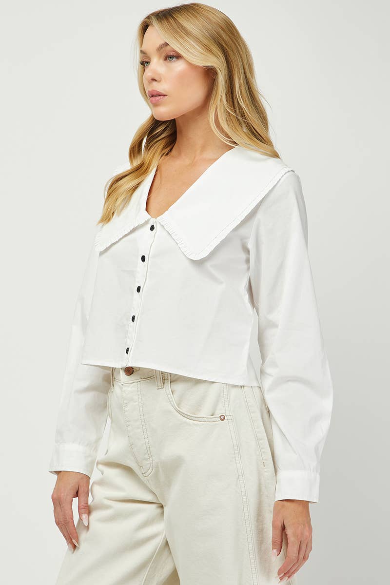 Oversized Collar Button-Down