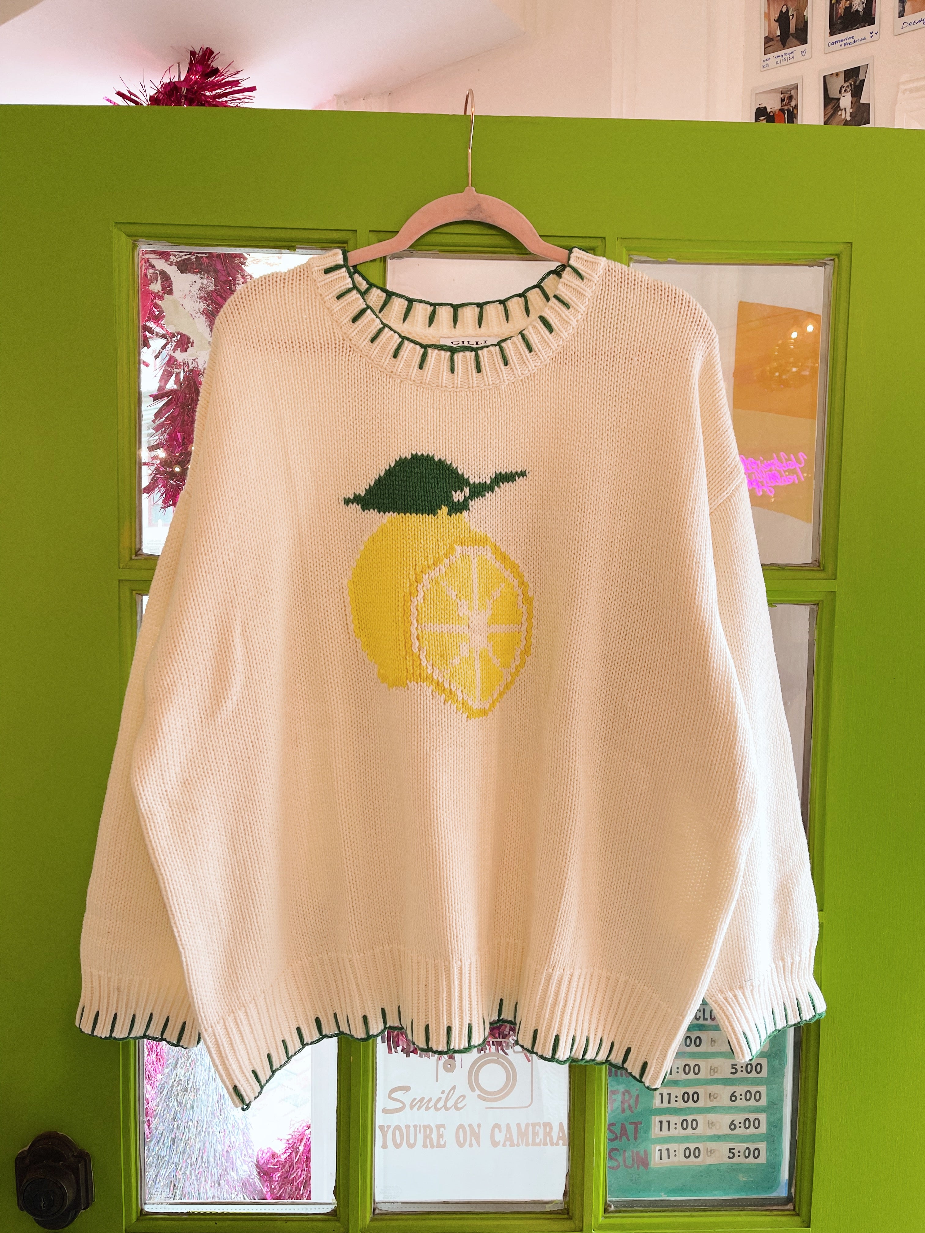 Blanket Stitch Sweater (Lemon)