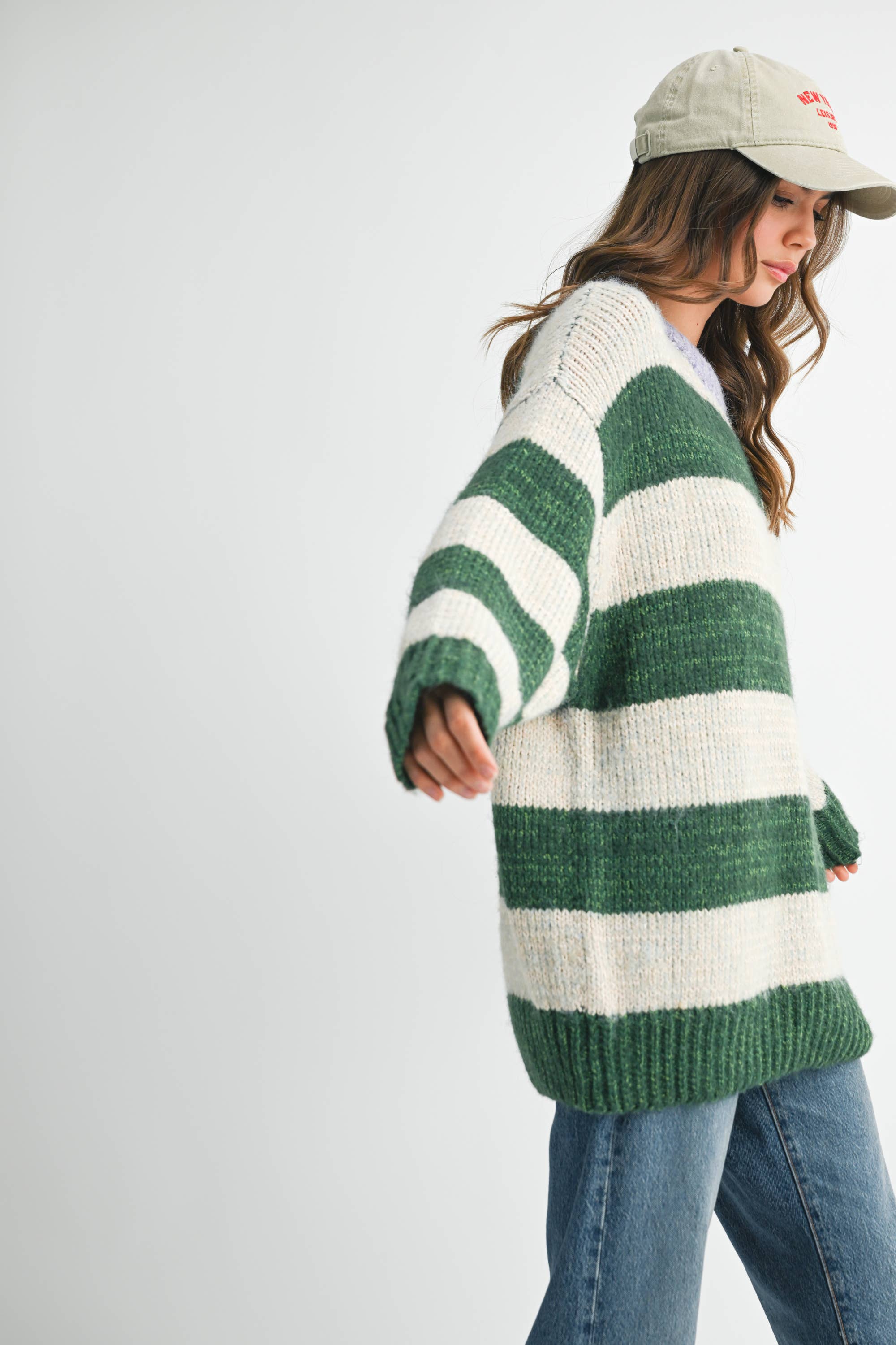 Oversized Olive Striped Sweater