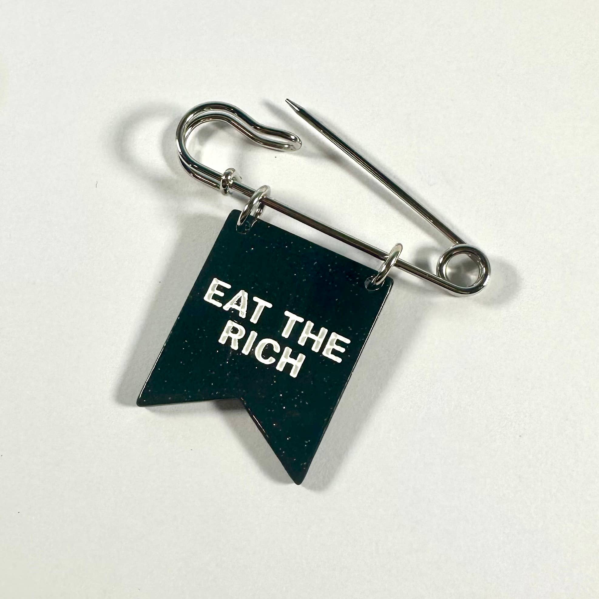 Eat the Rich Banner Ribbon Safety Pin