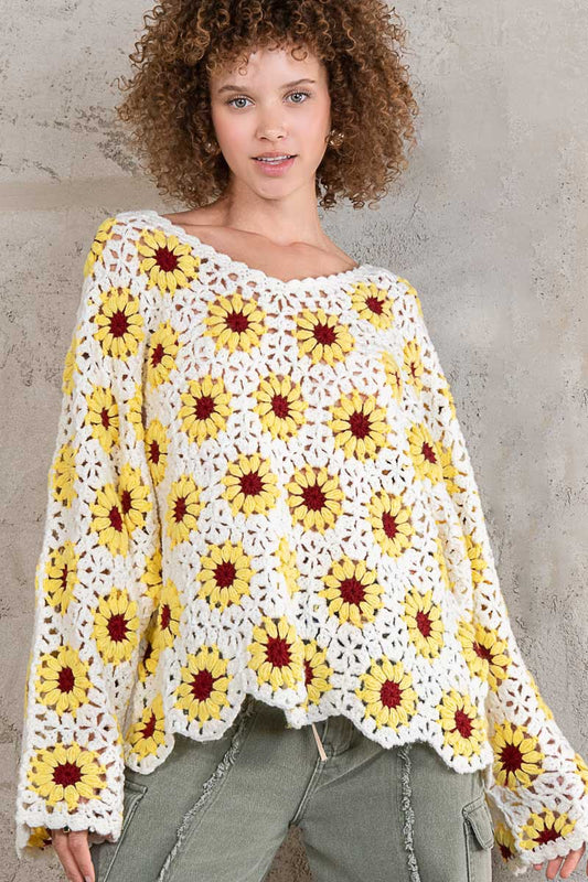 Sunflower Crochet Sweater