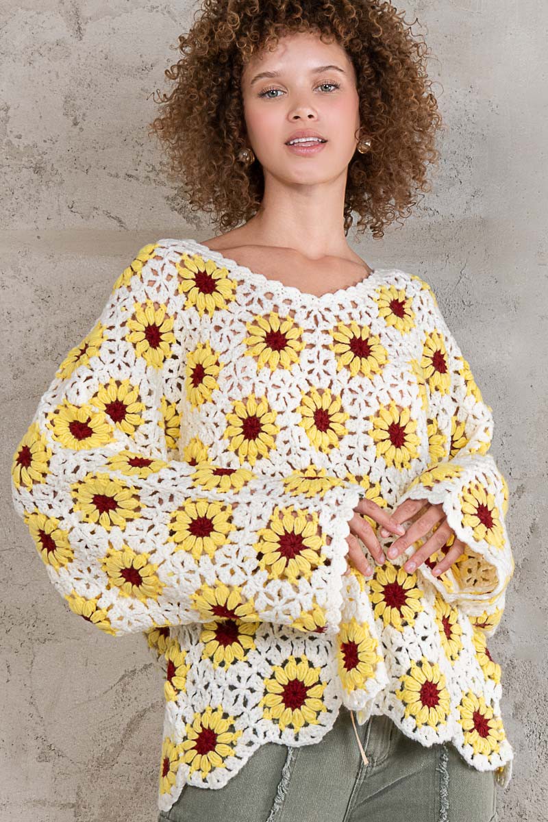 Sunflower Crochet Sweater