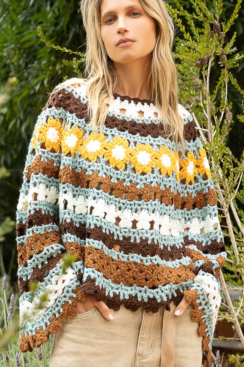 Moondance Crochet Sweater | Cocoa
