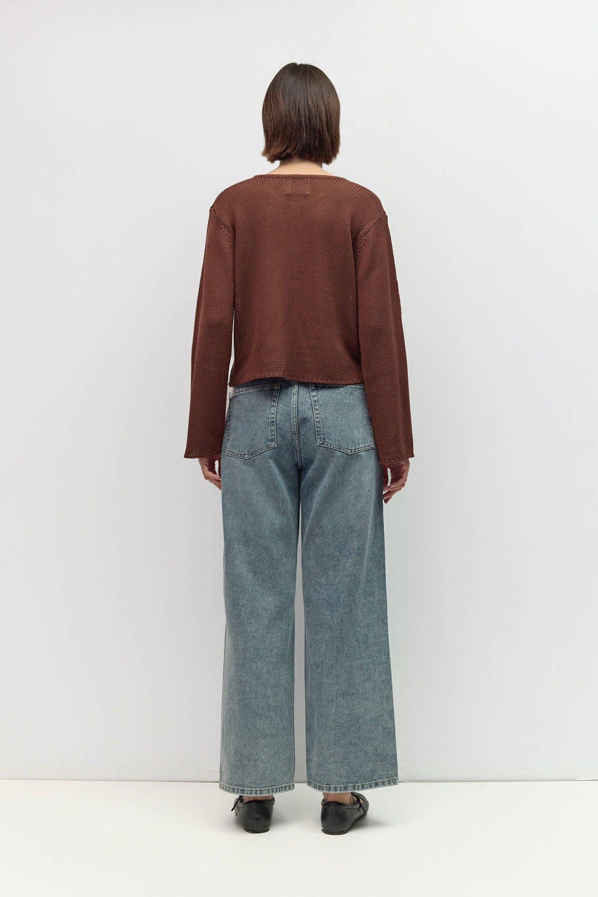 The Morgan Cardigan (Open Button Hole Long Sleeve Cardigan, Brown) | All Row