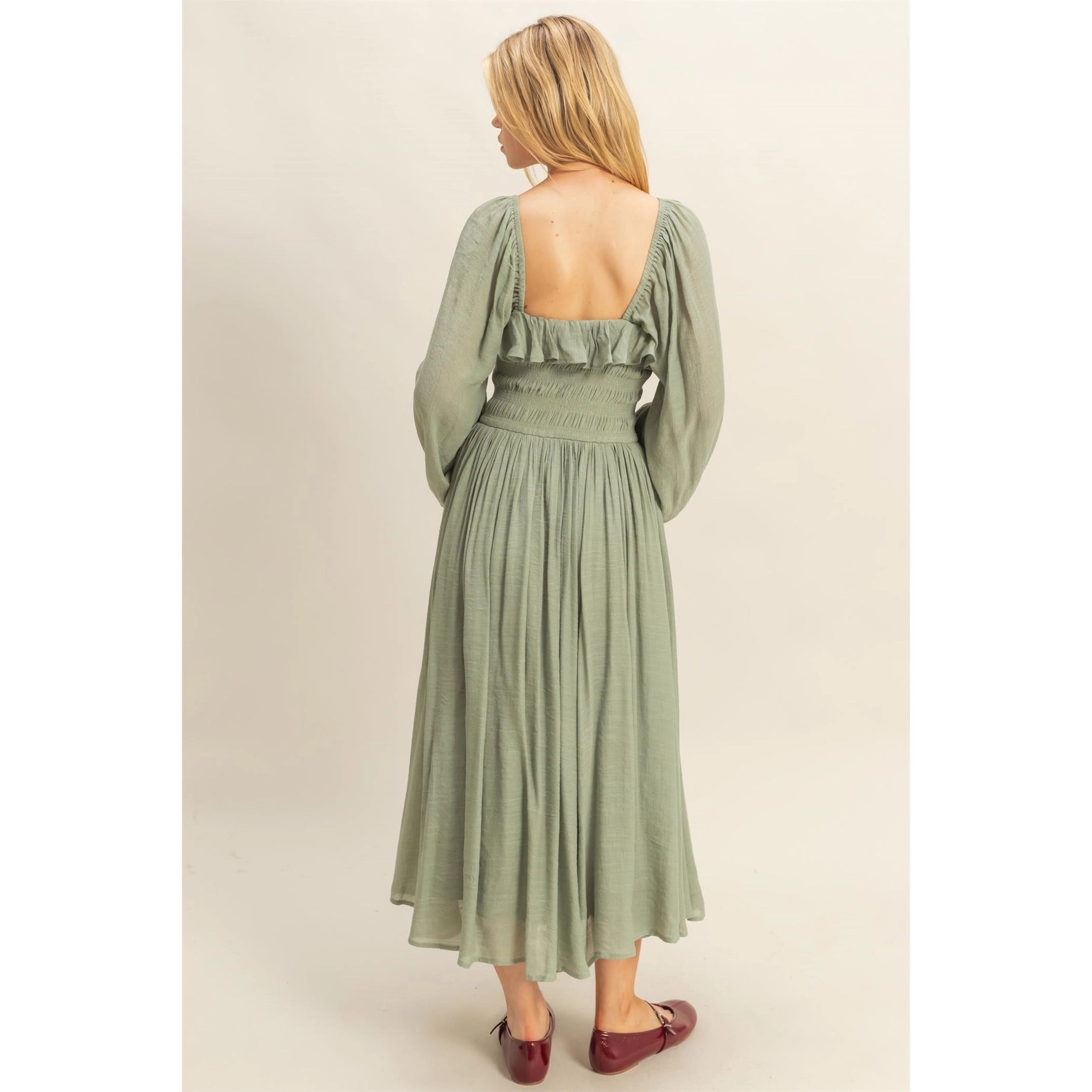 Ren Faire Midi Dress (Fern)