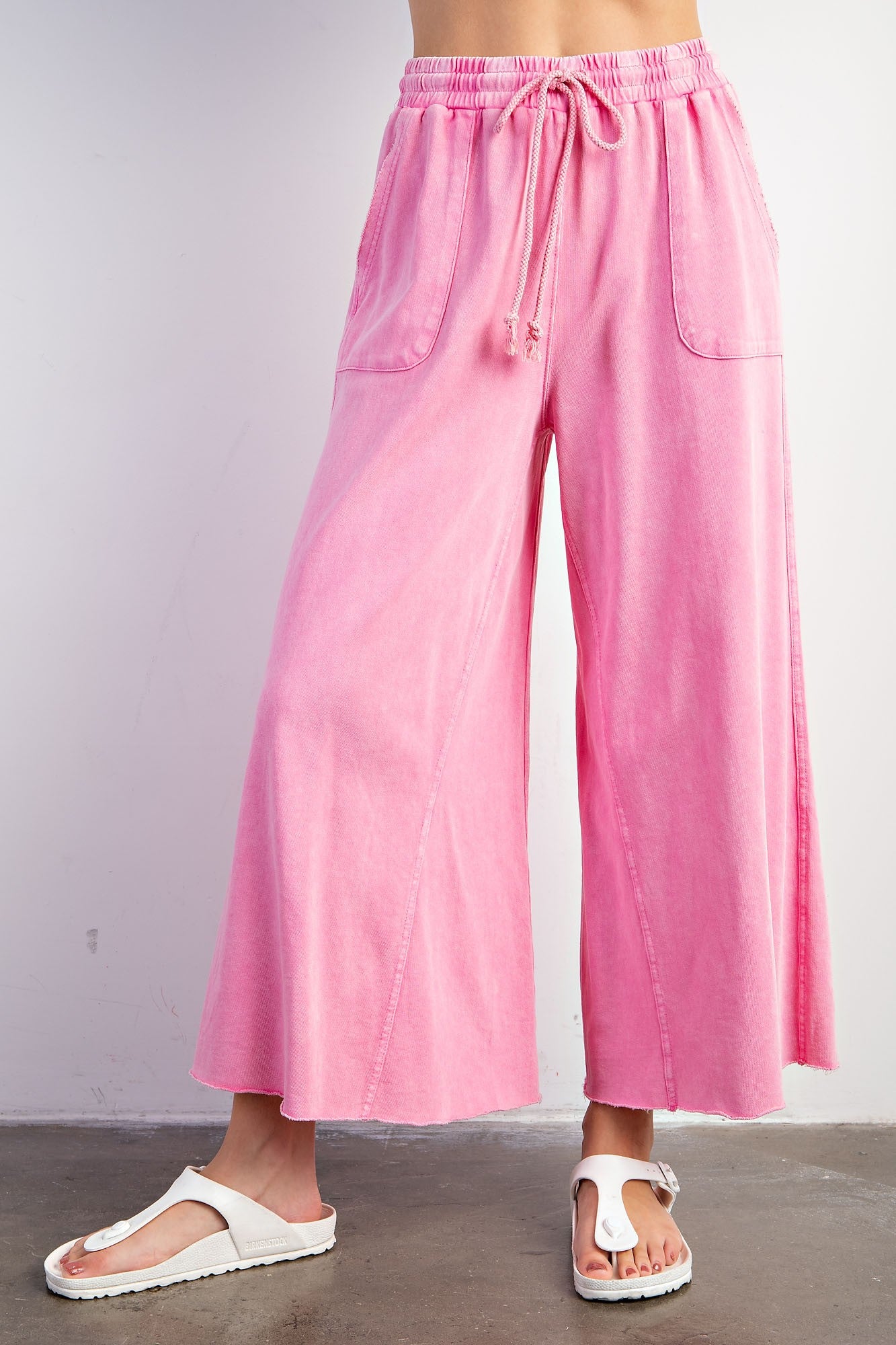 Terry Knit Wide Leg Pants | Pink