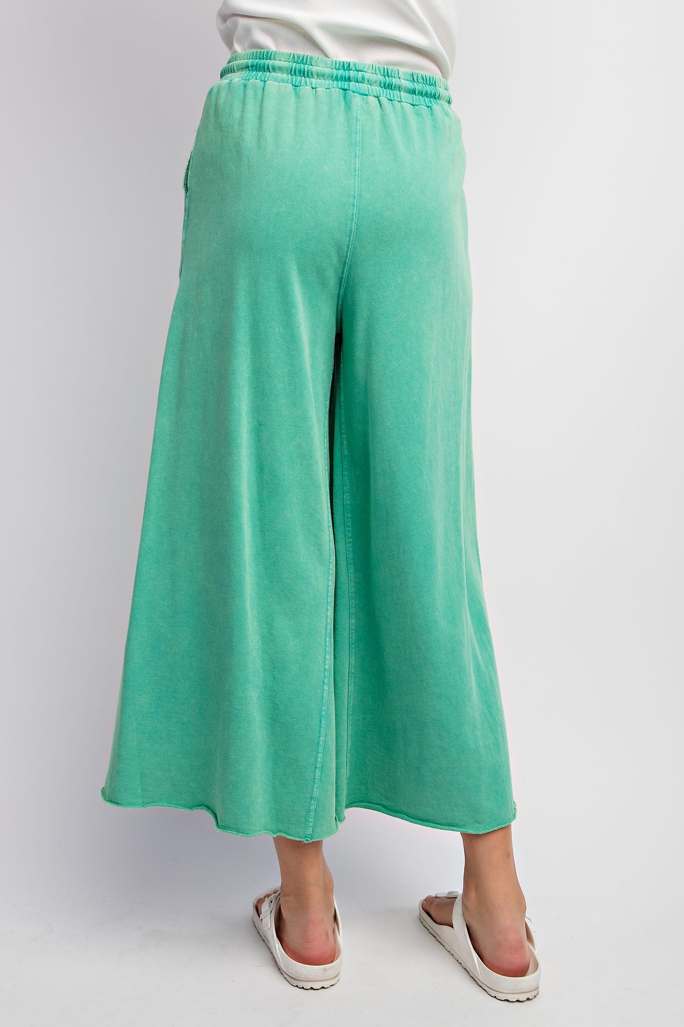 Terry Knit Wide Leg Pants | Teal
