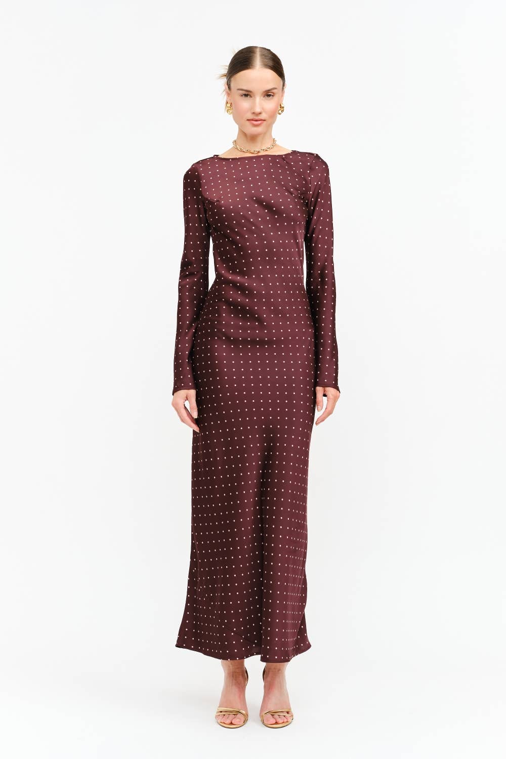 Georgie Maxi Dress (Burgundy Dot)