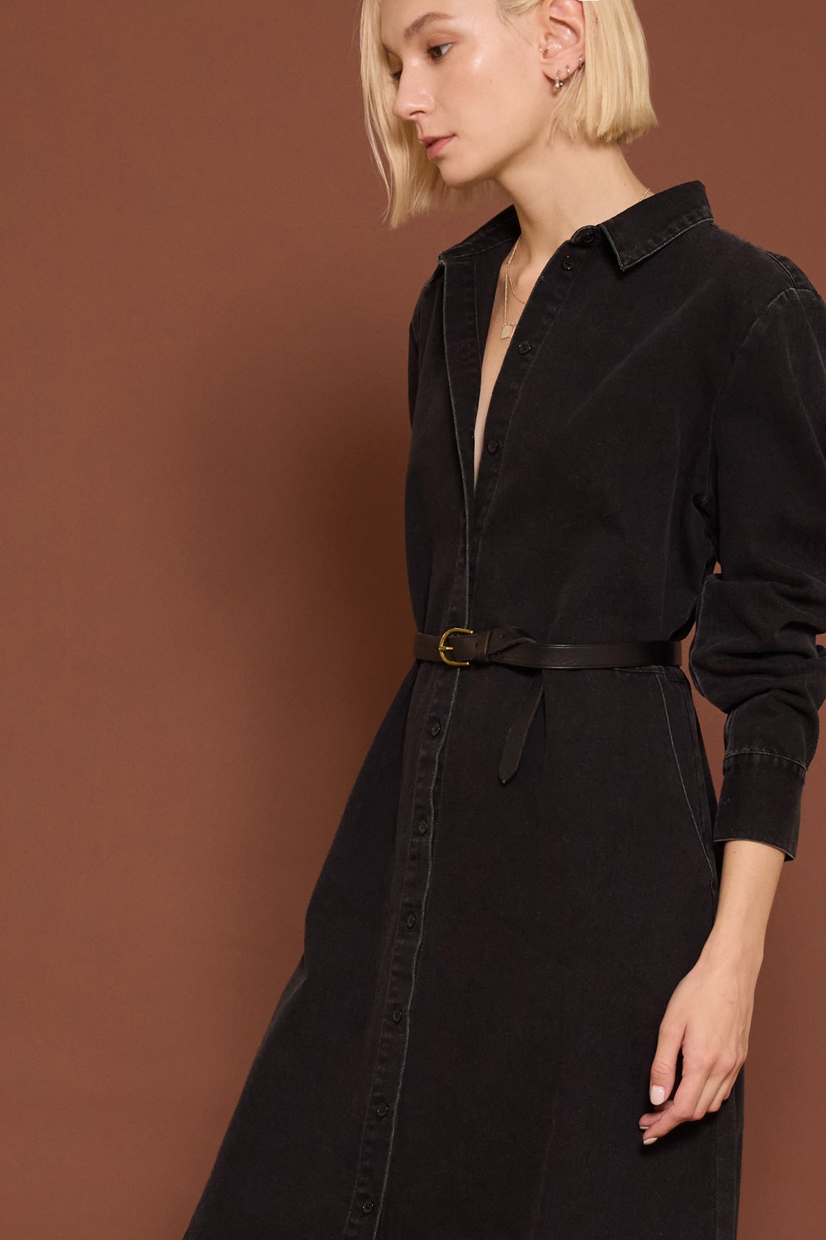 Joni Button-Down Dress + Duster (Black Denim)