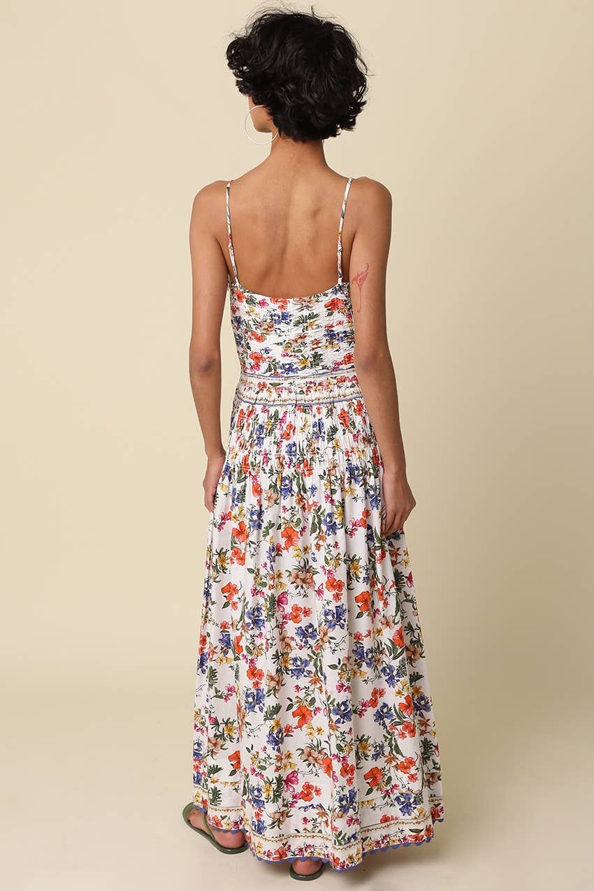 Avis Gathered Floral Maxi Dress