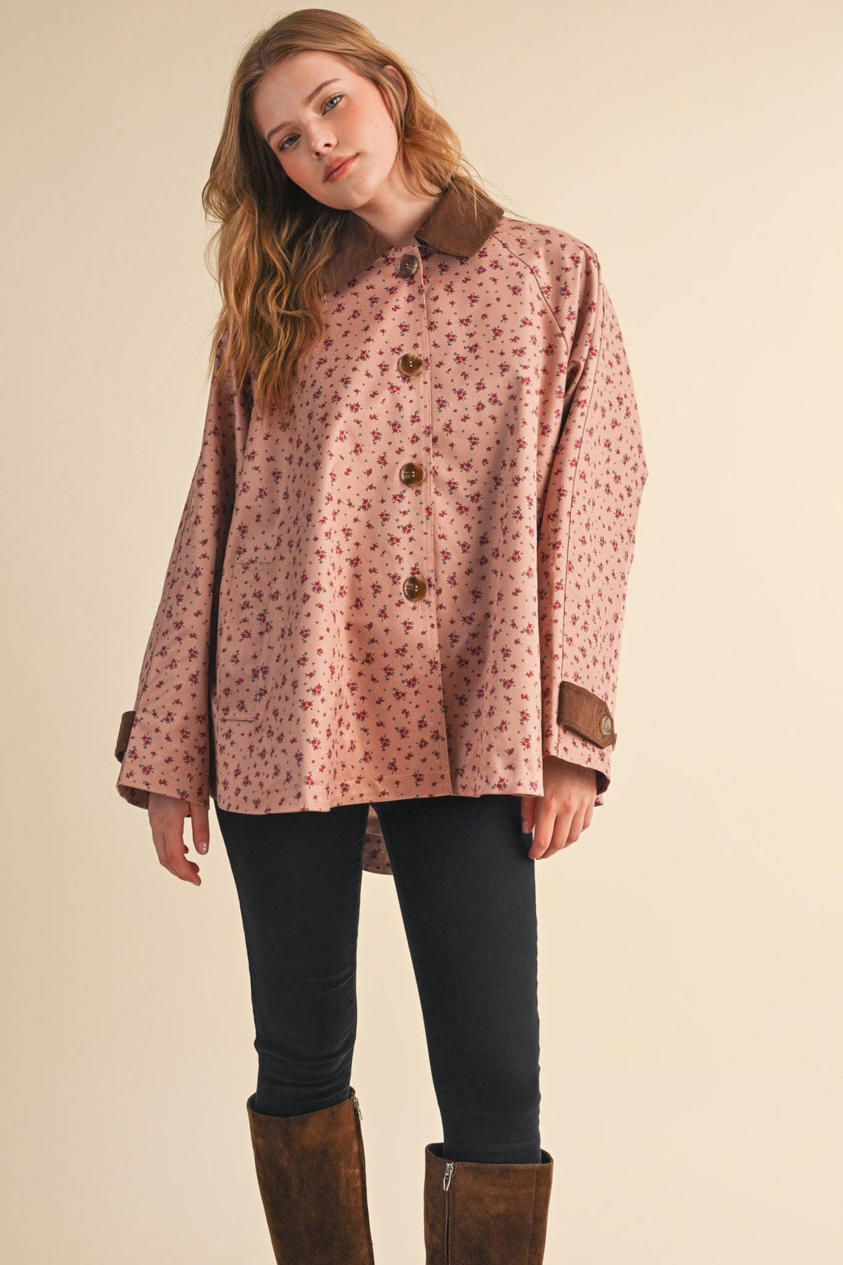Olivia Floral Swing-Style Barn Jacket (Rose)
