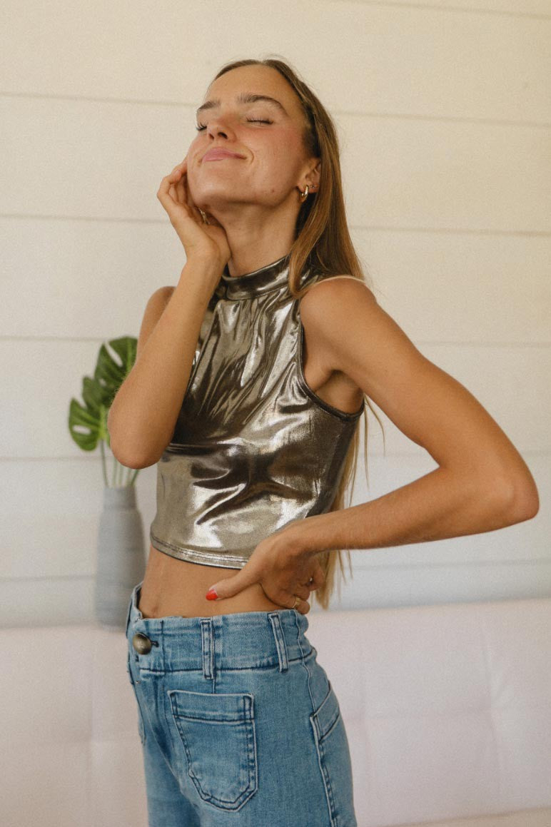 Metallic Crop Top | Golden