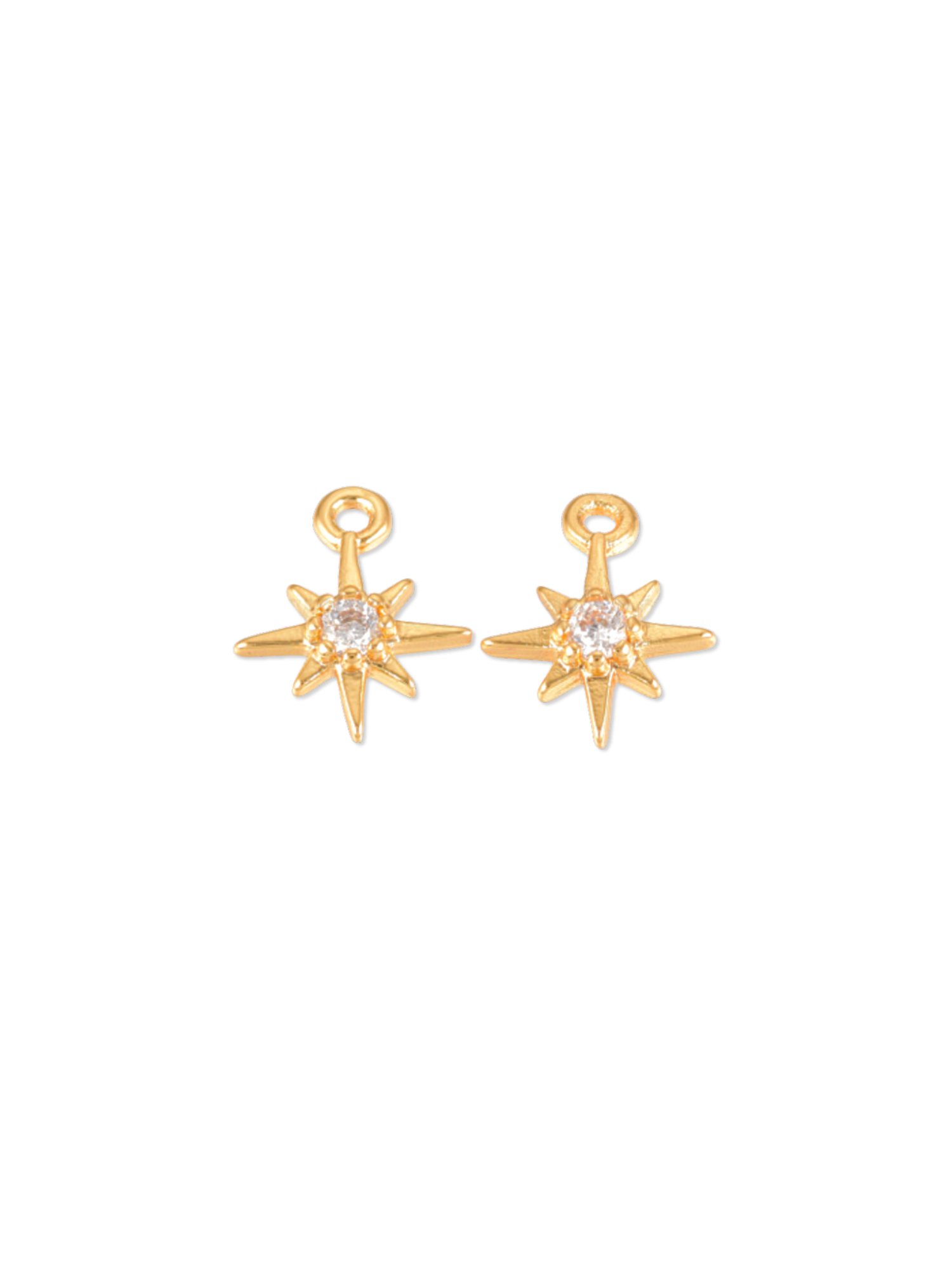 * Gold Morning Star Cubic Zirconia Charm