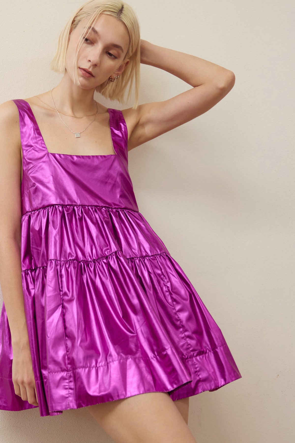 AS IS, DAMAGED | Metallic Babydoll Tunic (Purple)