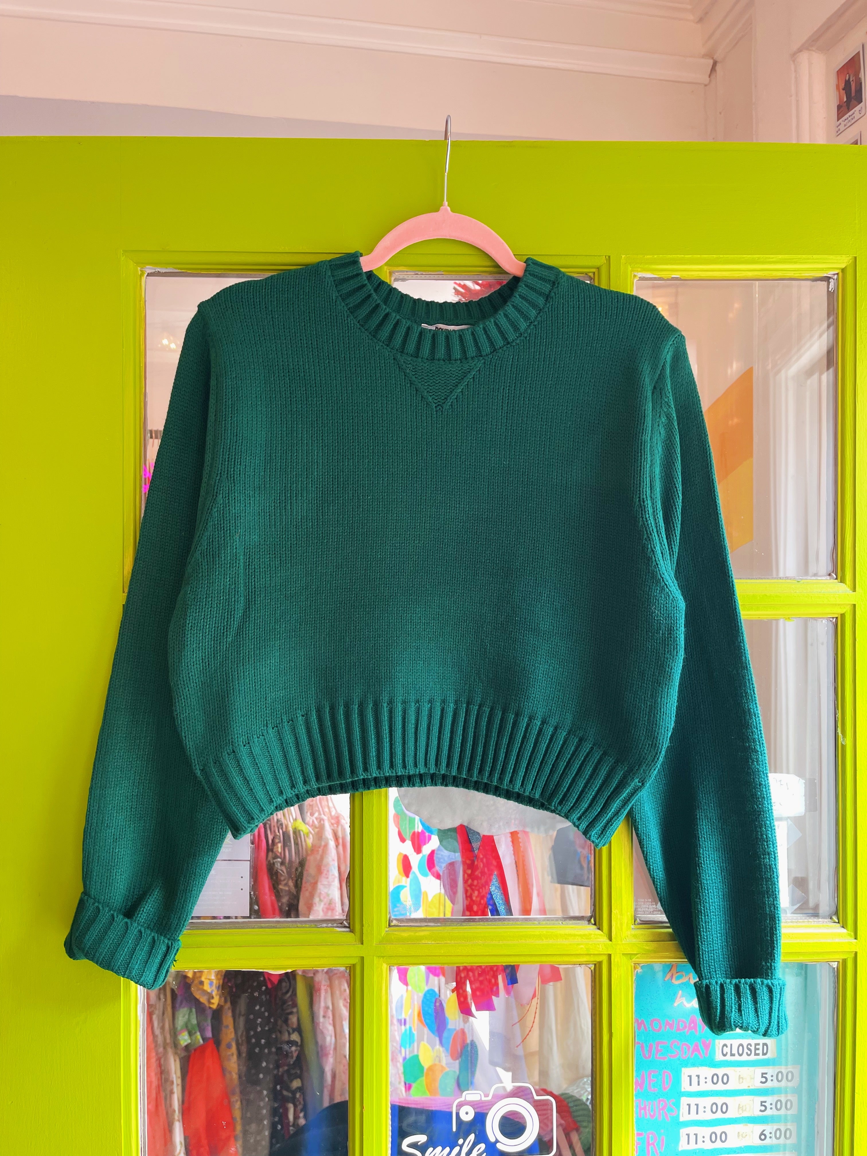 Cropped Everyday Sweater (Forest Green)