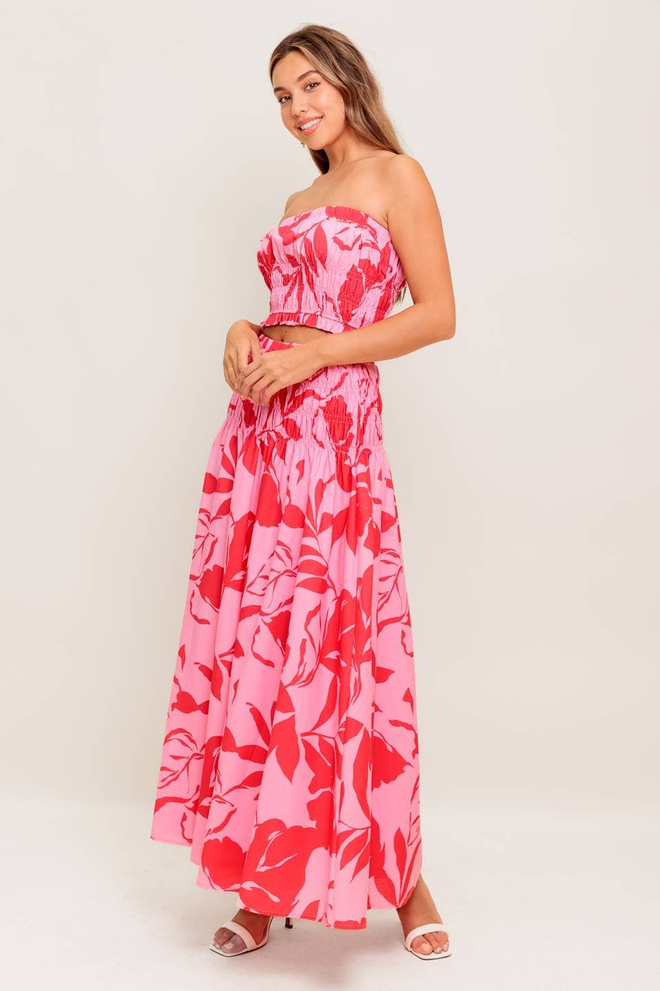 Hibiscus Smocked Midi Skirt