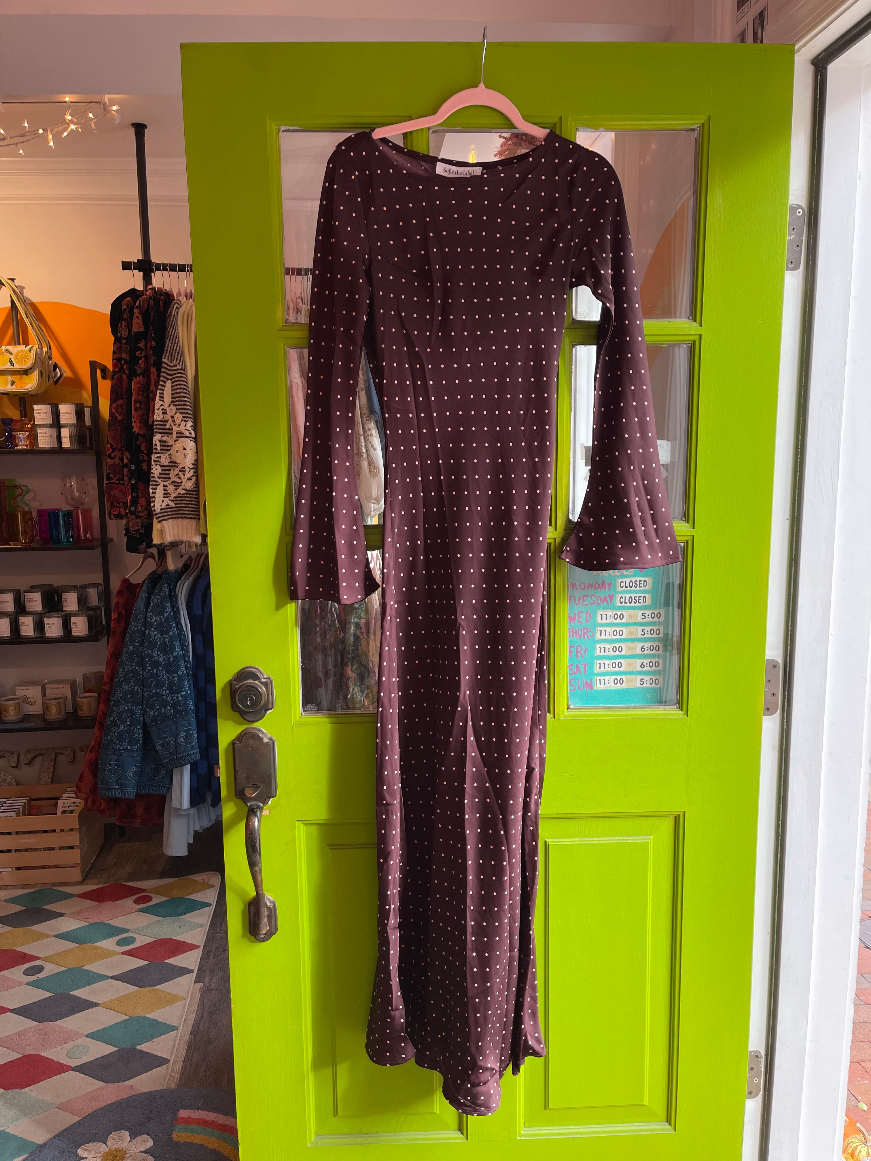 Georgie Maxi Dress (Burgundy Dot)