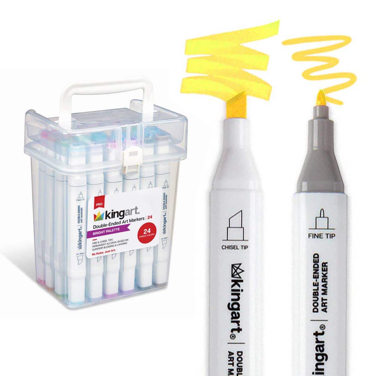 PRO Double-Ended Alcohol Markers - 24 Bright Colors | KINGART