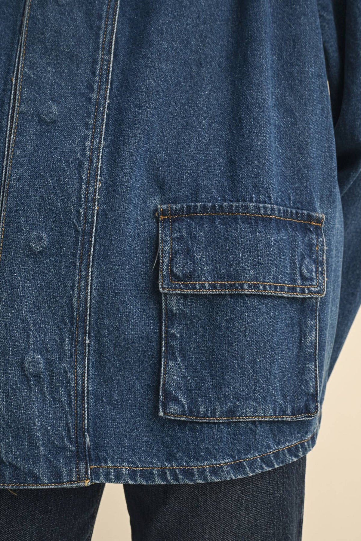 Hi-Collar Denim Utility Jacket