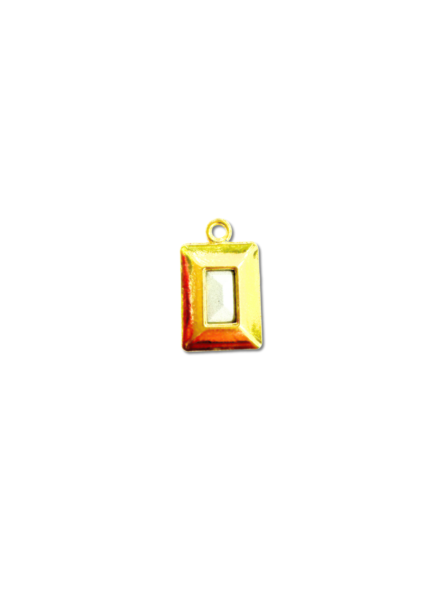 * Gold Teal Glass Emerald Cut Charm