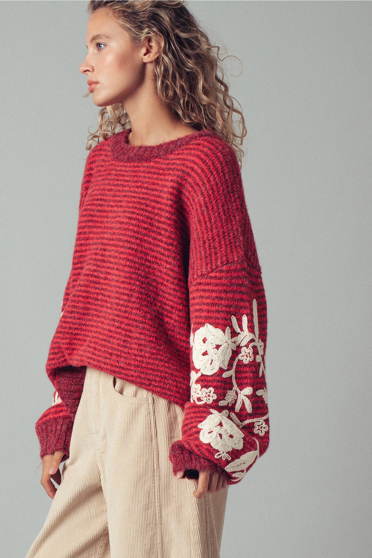 Sundance Embroidery Sweater (Ruby)