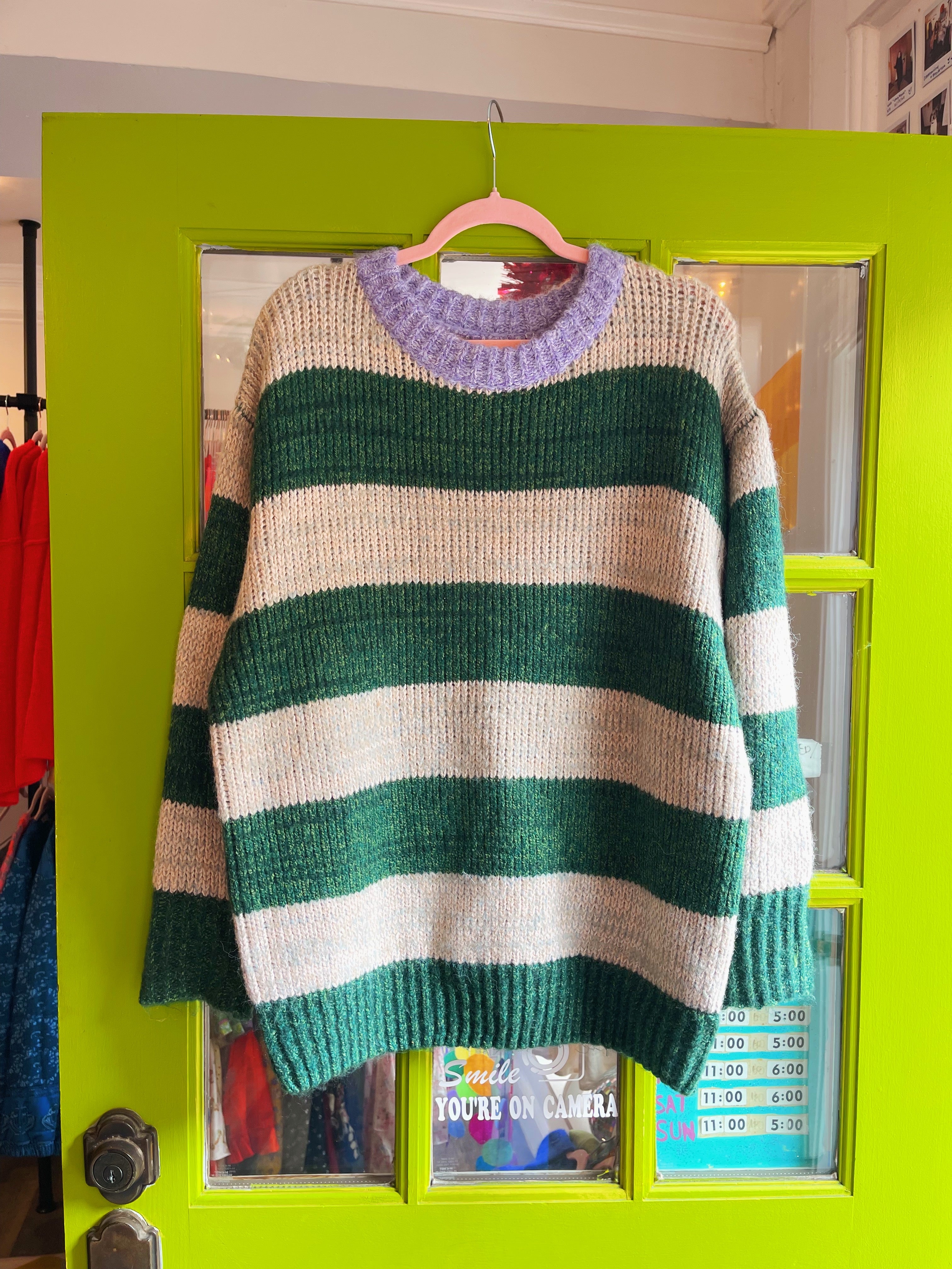 Oversized Olive Striped Sweater