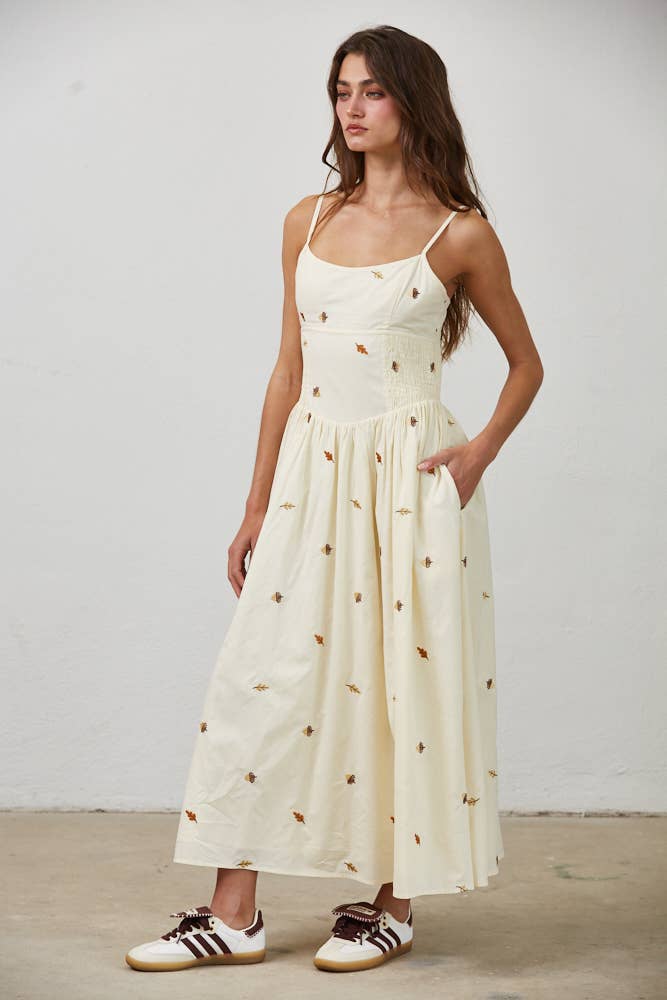 FALL-ing Leaves Cotton Maxi Dress