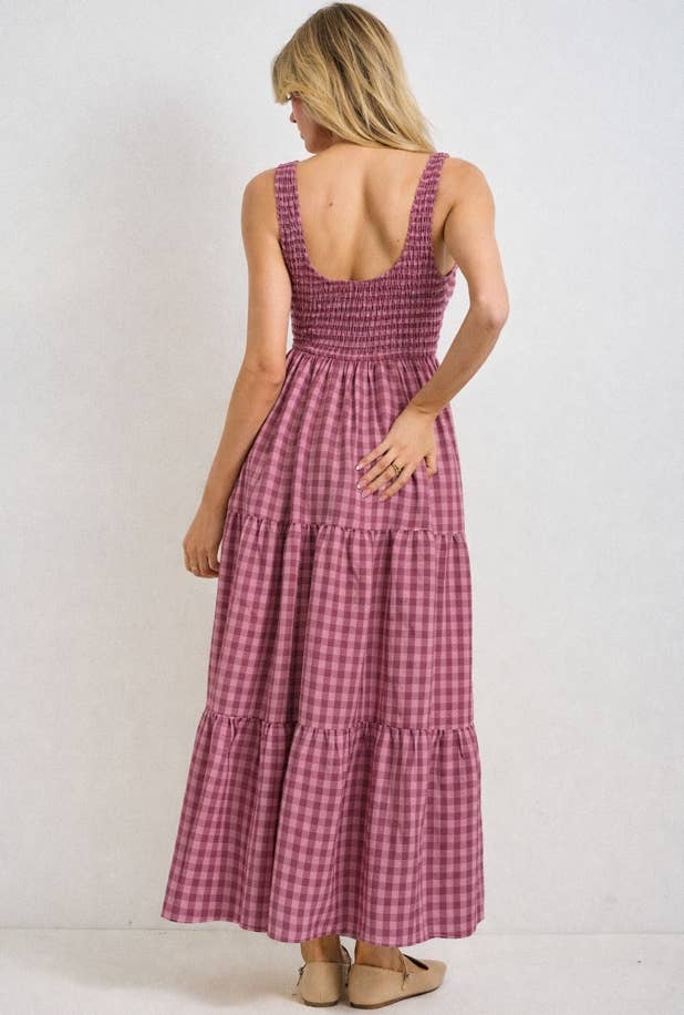 Plummy Smocked Tiered Dress