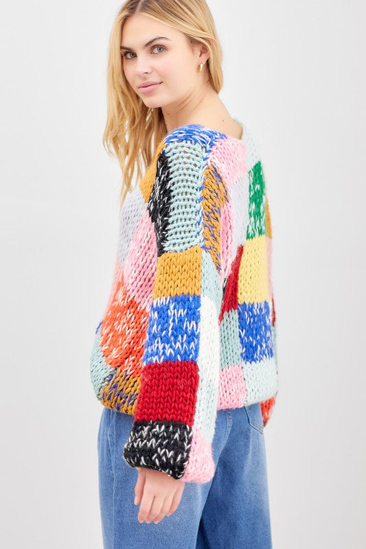 Rainbow Patchwork Knit